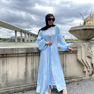 1926# 10 Colors New Design Long Sleeve Shiny Silk Muslim Dress - CHAOMENG MUSLIM SHOP