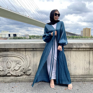 1926# 10 Colors New Design Long Sleeve Shiny Silk Muslim Dress - CHAOMENG MUSLIM SHOP