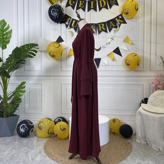 1930#+6595#Sleeve Open Abaya With Pockets Plus Inner Dress Fashion - Premium  from CHAOMENG - Just $49.90! Shop now at CHAOMENG MUSLIM SHOP