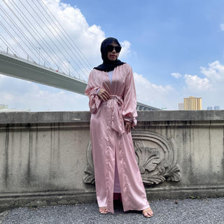 1934# New Fashion Satin Dress - Premium 服饰与配饰 from CHAOMENG - Just $26.90! Shop now at CHAOMENG MUSLIM SHOP