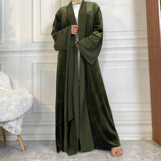 1951# Winter Design Solid Color Fashion Simplicity Open Latest Abaya - CHAOMENG MUSLIM SHOP