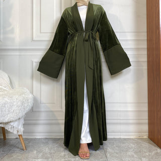 1951# Winter Design Solid Color Fashion Simplicity Open Latest Abaya - CHAOMENG MUSLIM SHOP