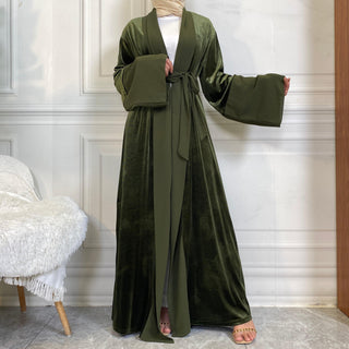 1951# Winter Design Solid Color Fashion Simplicity Open Latest Abaya - CHAOMENG MUSLIM SHOP