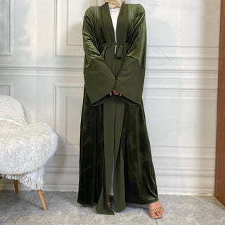 1951# Winter Design Solid Color Fashion Simplicity Open Latest Abaya - CHAOMENG MUSLIM SHOP