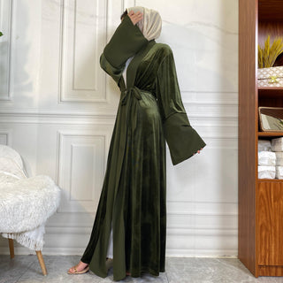 1951# Winter Design Solid Color Fashion Simplicity Open Latest Abaya - CHAOMENG MUSLIM SHOP