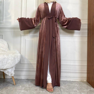 1951# Winter Design Solid Color Fashion Simplicity Open Latest Abaya - CHAOMENG MUSLIM SHOP