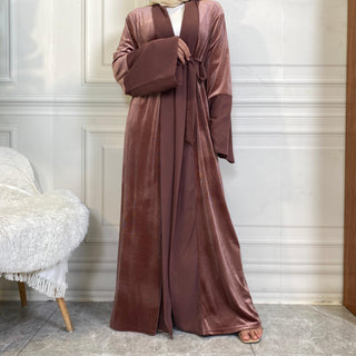 1951# Winter Design Solid Color Fashion Simplicity Open Latest Abaya - CHAOMENG MUSLIM SHOP