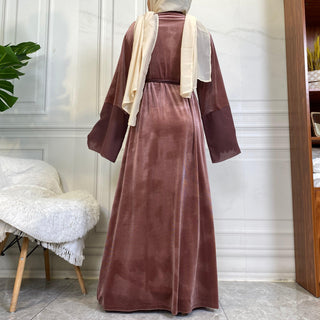 1951# Winter Design Solid Color Fashion Simplicity Open Latest Abaya - CHAOMENG MUSLIM SHOP