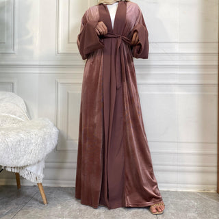 1951# Winter Design Solid Color Fashion Simplicity Open Latest Abaya - CHAOMENG MUSLIM SHOP