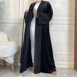 1951# Winter Design Solid Color Fashion Simplicity Open Latest Abaya - CHAOMENG MUSLIM SHOP