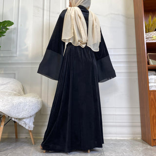 1951# Winter Design Solid Color Fashion Simplicity Open Latest Abaya - CHAOMENG MUSLIM SHOP