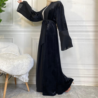 1951# Winter Design Solid Color Fashion Simplicity Open Latest Abaya - CHAOMENG MUSLIM SHOP