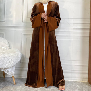 1951# Winter Design Solid Color Fashion Simplicity Open Latest Abaya - CHAOMENG MUSLIM SHOP