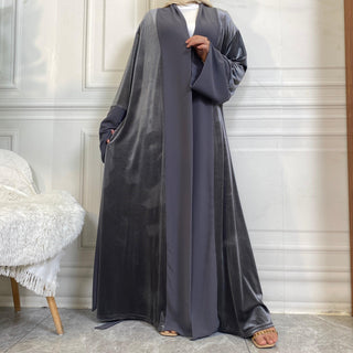 1951# Winter Design Solid Color Fashion Simplicity Open Latest Abaya - CHAOMENG MUSLIM SHOP