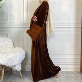 1951# Winter Design Solid Color Fashion Simplicity Open Latest Abaya - CHAOMENG MUSLIM SHOP