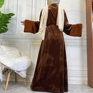 1951# Winter Design Solid Color Fashion Simplicity Open Latest Abaya - CHAOMENG MUSLIM SHOP