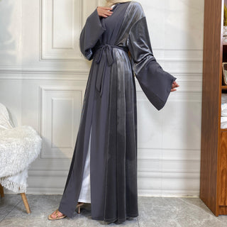 1951# Winter Design Solid Color Fashion Simplicity Open Latest Abaya - CHAOMENG MUSLIM SHOP