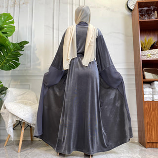 1951# Winter Design Solid Color Fashion Simplicity Open Latest Abaya - CHAOMENG MUSLIM SHOP