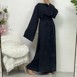 1958#3 PCS women cardigan set muslim open abaya sleeveless top and elastic waist loose pant with pockets sets - Premium  from CHAOMENG - Just $38.90! Shop now at CHAOMENG MUSLIM SHOP