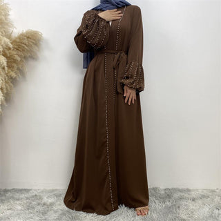 1961# Pearls Fashion Luxurious Style Nida Open Abaya Nice Quality Muslim Dress - Premium 服装 from CHAOMENG - Just $28.90! Shop now at CHAOMENG MUSLIM SHOP