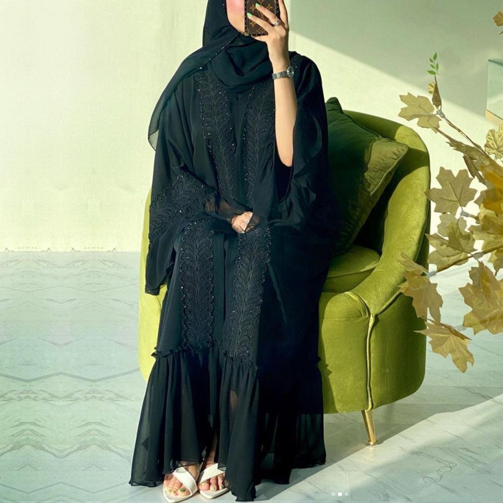 1963# High Quality Black Lace Embroidery Nida Luxury Embroidery Long ...