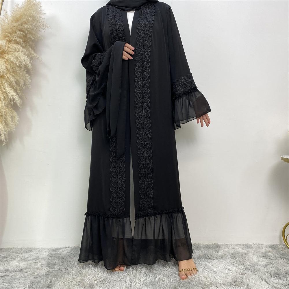 1963# High Quality Black Lace Embroidery Nida Luxury Embroidery Long ...