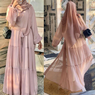 1964# Newest Fashionable Open Abaya With Pearls Five Colour 服装 CHAOMENG MUSLIM SHOP chaomeng.myshopify.com 
