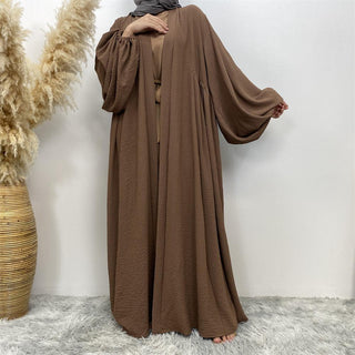 1969# Elastic Cuff Super Big Lantern Sleeves Middle Pleated With Side Pockets Abaya - Premium 服装 from CHAOMENG - Just $28.90! Shop now at CHAOMENG MUSLIM SHOP