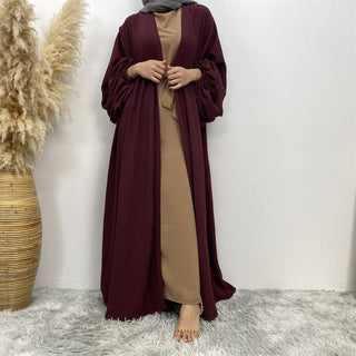 1969# Elastic Cuff Super Big Lantern Sleeves Middle Pleated With Side Pockets Abaya - Premium 服装 from CHAOMENG - Just $28.90! Shop now at CHAOMENG MUSLIM SHOP