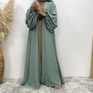 1969# Elastic Cuff Super Big Lantern Sleeves Middle Pleated With Side Pockets Abaya - Premium 服装 from CHAOMENG - Just $28.90! Shop now at CHAOMENG MUSLIM SHOP