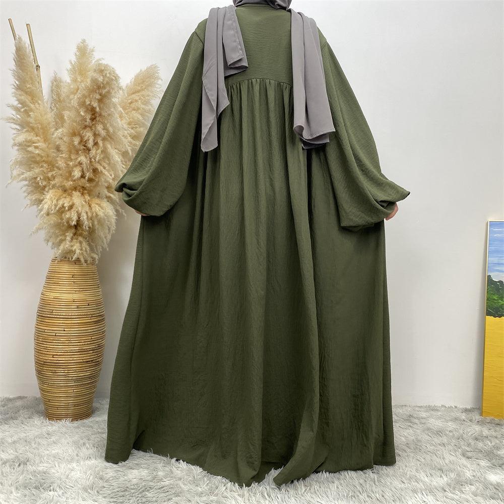 1969# Elastic Cuff Super Big Lantern Sleeves Middle Pleated With