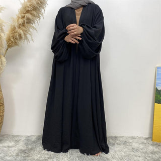 1969# Elastic Cuff Super Big Lantern Sleeves Middle Pleated With Side Pockets Abaya - Premium 服装 from CHAOMENG - Just $28.90! Shop now at CHAOMENG MUSLIM SHOP