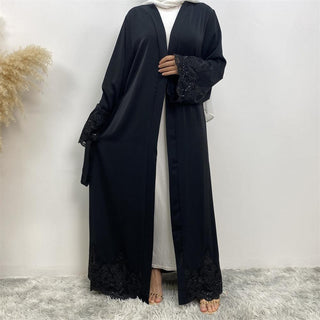 1989#  New fashion lace applique loose cuff open abayas 5 colors - Premium 服装 from CHAOMENG - Just $26.90! Shop now at CHAOMENG MUSLIM SHOP
