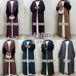 1438# Classy Latest Smooth Nida Material Two-Color Design Loose Sleeves Black Back Design Women Popular EID Open Abaya