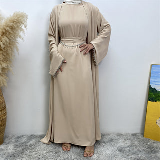 2006+6595#  [2PCS have Chain] Nida fabric two pieces set modest ramadan diamond abayas with sleeveless slip dress 服装 CHAOMENG MUSLIM SHOP chaomeng.myshopify.com 