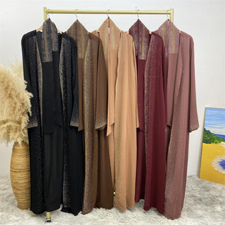 2010#  2024 ramadan little diamond Woman Fashion Modest abaya with matching diamonds belt 服装 CHAOMENG chaomeng.myshopify.com 