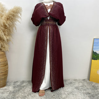 2010#  2024 ramadan little diamond Woman Fashion Modest abaya with matching diamonds belt 服装 CHAOMENG chaomeng.myshopify.com 