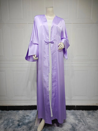 CM125  Middle East Muslim Robes Fashion satin soft cardigan abaya solid color