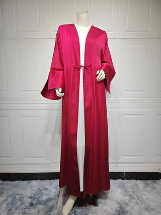 CM125  Middle East Muslim Robes Fashion satin soft cardigan abaya solid color