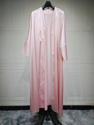 CM125  Middle East Muslim Robes Fashion satin soft cardigan abaya solid color