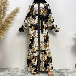 2227# Pretty printed long dress Polyester Casual Dresses - Premium  from CHAOMENG - Just $23.90! Shop now at CHAOMENG MUSLIM SHOP