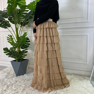 2238#Fashion Multi-Color Patchwork Cakee Layered Maxi Long Skirt - CHAOMENG MUSLIM SHOP