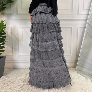 2238#Fashion Multi-Color Patchwork Cakee Layered Maxi Long Skirt - CHAOMENG MUSLIM SHOP