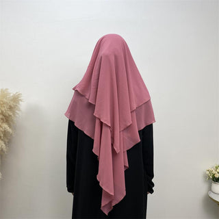 2305# Chiffon 2 Layers Eid Khimar Solid 19 Color（Light And Thin） - CHAOMENG MUSLIM SHOP