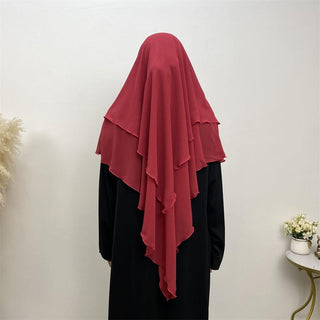 2305# Chiffon 2 Layers Eid Khimar Solid 19 Color（Light And Thin） - CHAOMENG MUSLIM SHOP