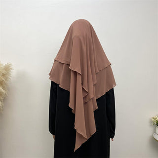 2305# Chiffon 2 Layers Eid Khimar Solid 19 Color（Light And Thin） - CHAOMENG MUSLIM SHOP