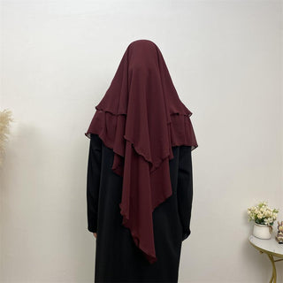 2305# Chiffon 2 Layers Eid Khimar Solid 19 Color（Light And Thin） - CHAOMENG MUSLIM SHOP