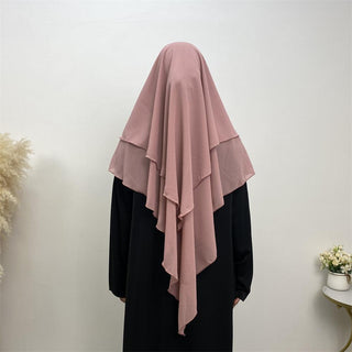 2305# Chiffon 2 Layers Eid Khimar Solid 19 Color（Light And Thin） - CHAOMENG MUSLIM SHOP