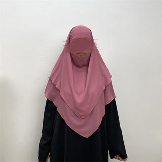 2305# Chiffon 2 Layers Eid Khimar Solid 19 Color（Light And Thin） - CHAOMENG MUSLIM SHOP