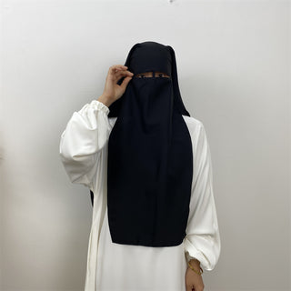 2340#  Premium nida head scarf with niqab style khimar hijab for muslim women 13 colors 服饰与配饰 CHAOMENG chaomeng.myshopify.com Black （黑色） Black （黑色）  